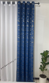 پرده مخمل پانچی رنگ سرمه ای talakoob