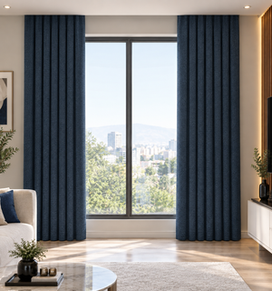 پرده کتان ساده سرمه ای